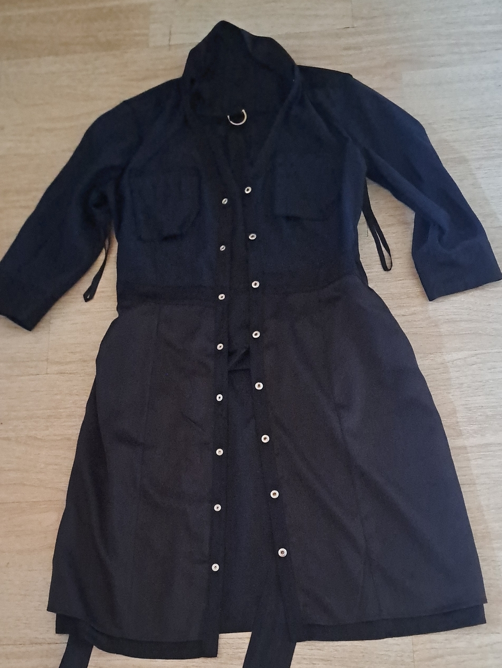 White House Black Market Black Button-Front Midi Shirt Dress - Picture 12 of 14